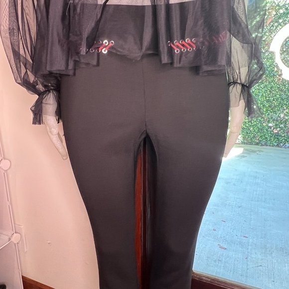 Alexander McQueen Cropped Pants with zipper at ankles and red threading - Picture 4 of 13